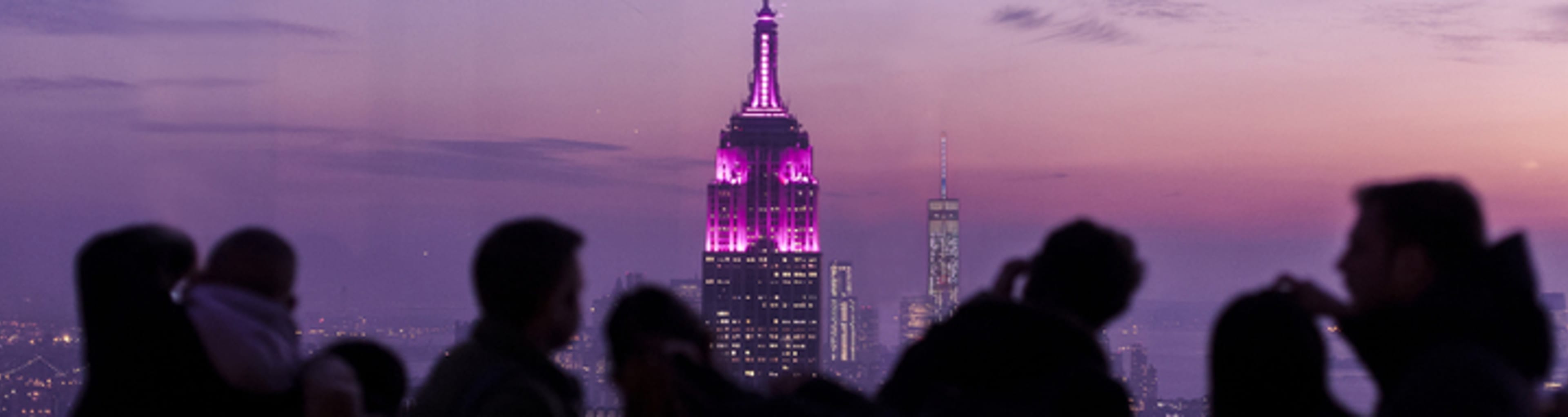 Dusk view of the Empire State Building from the Top of the Rock observatory