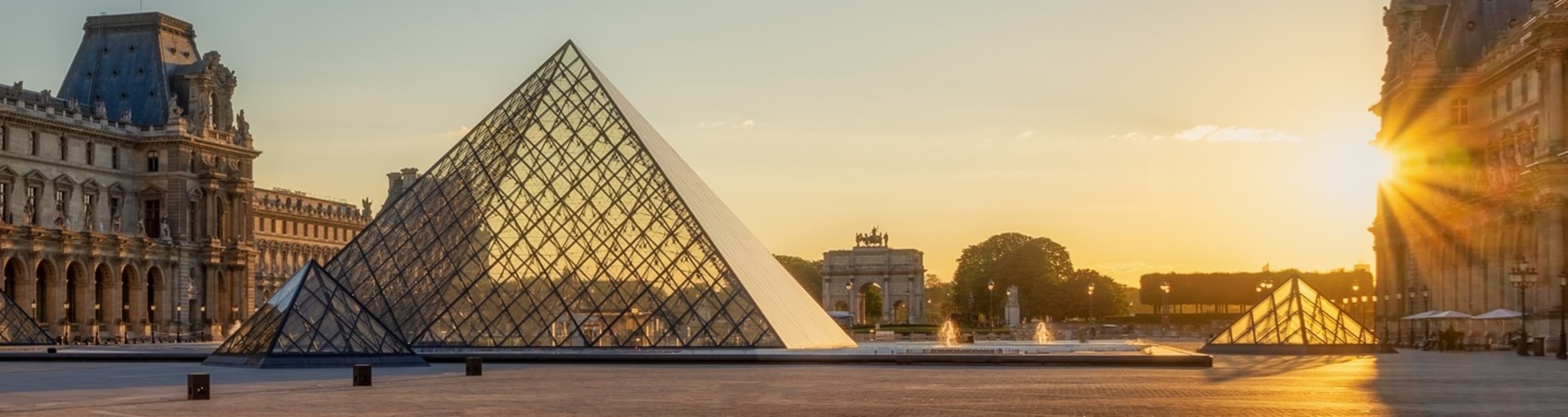 The glass pyramid at the Louvre Museum in Paris.