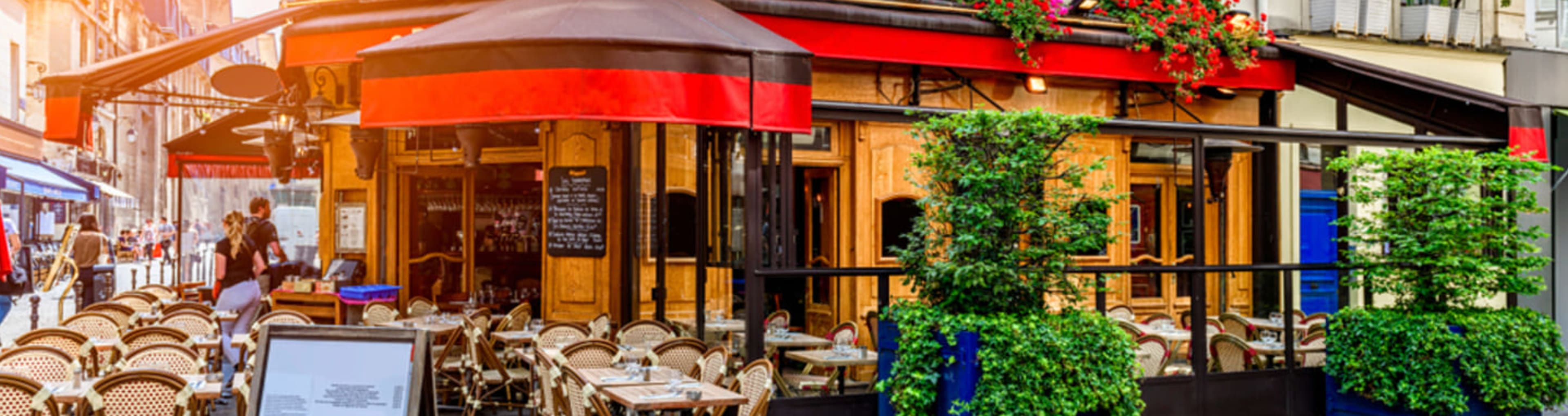 View of a typical Parisian brasserie.