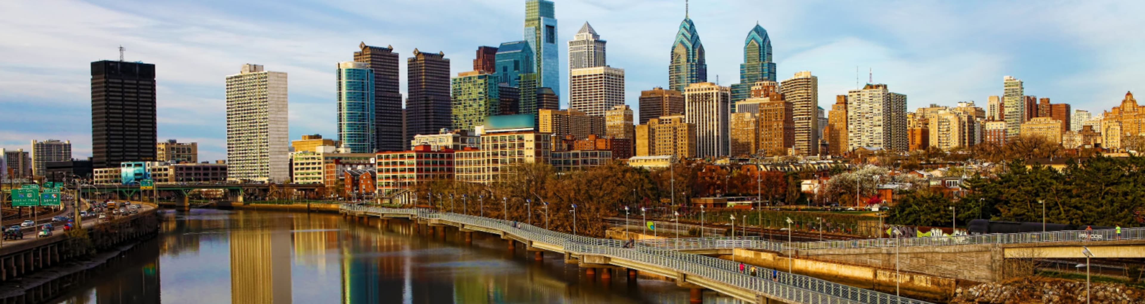 Philadelphia skyline with fall colors