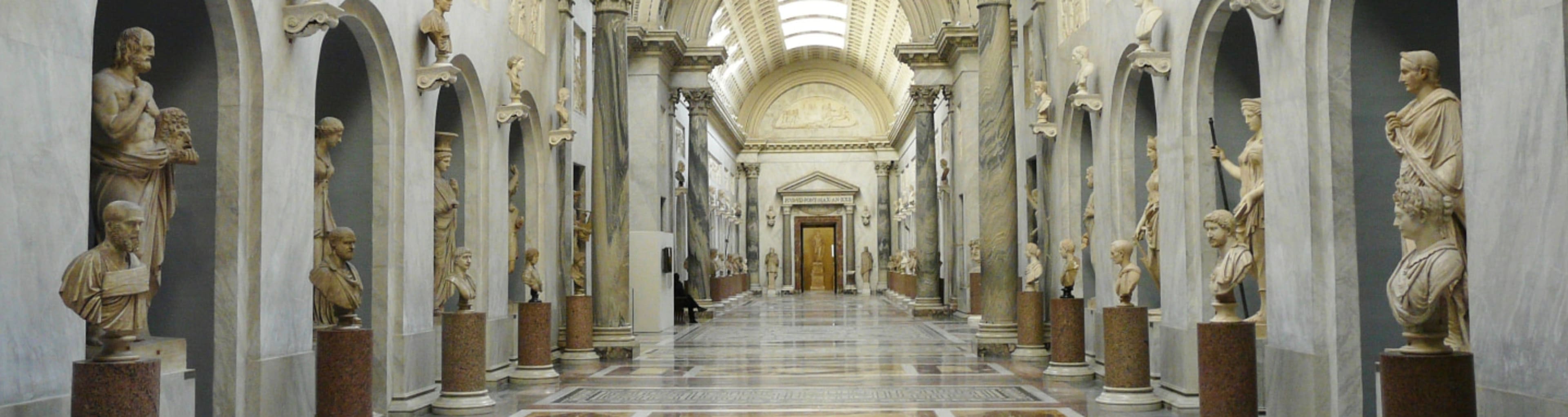 Statues lining the halls of the Vatican Museum