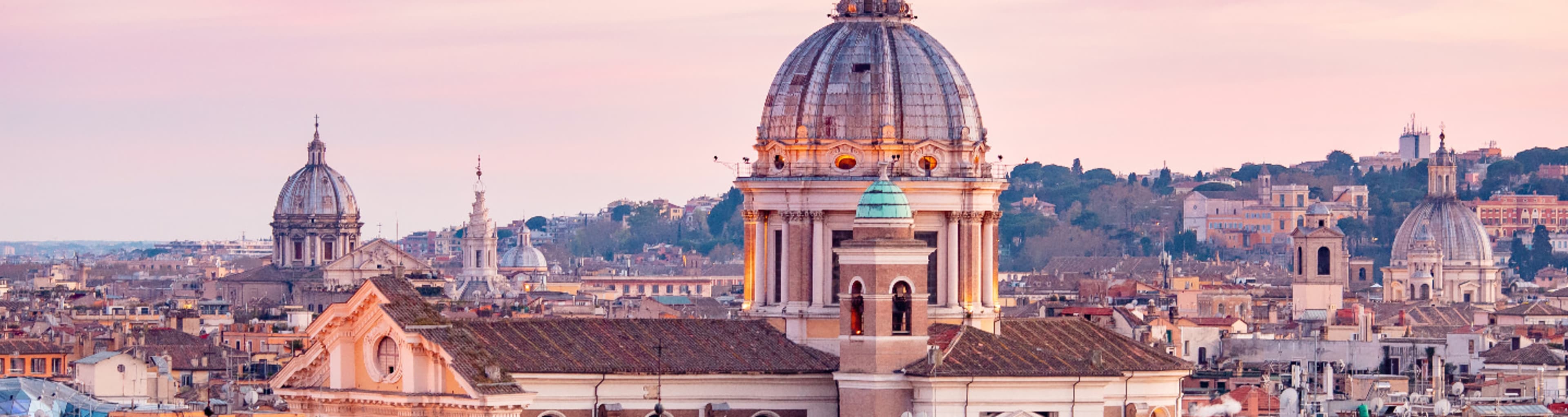 Dome of St. Peter's Basilica over the Rome skyline