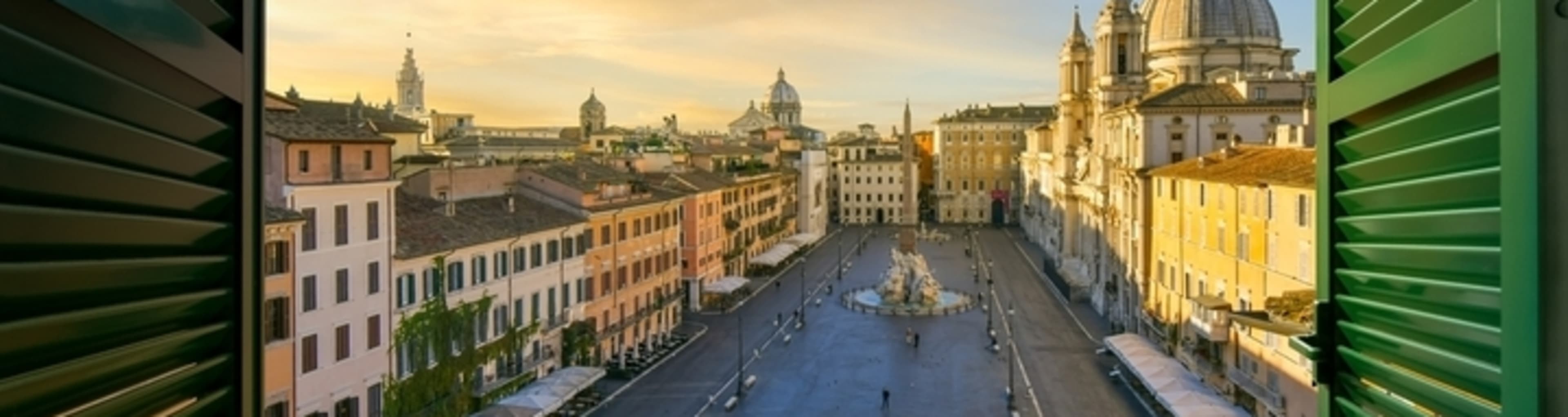 View of St Peter's Square and Basilica from a nearby apartment in the Vatican, Rome