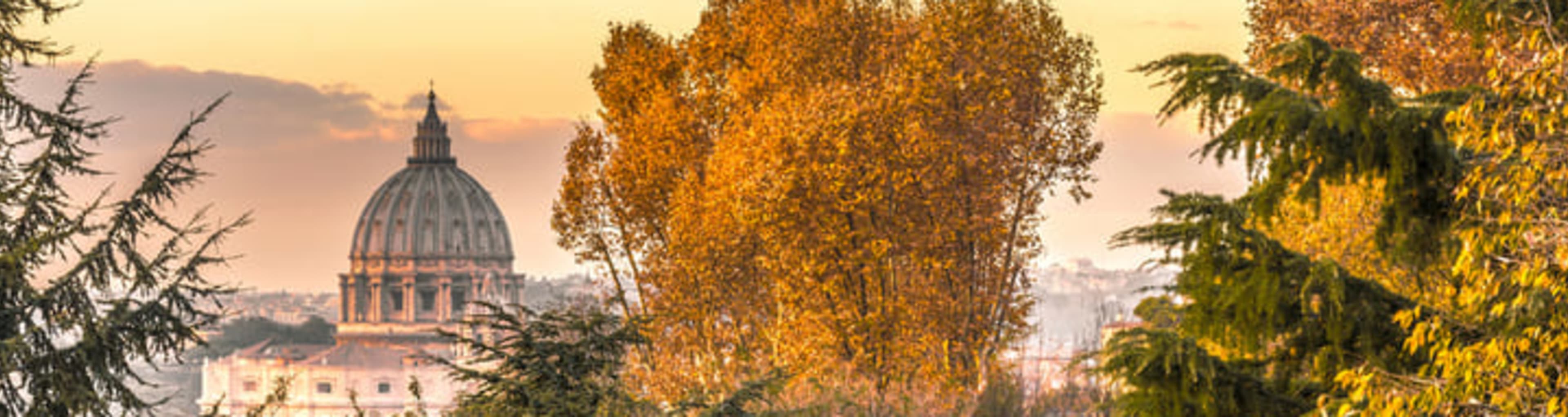 View of St Peter's Basilica from Janiculum Hill in Trastevere, Rome