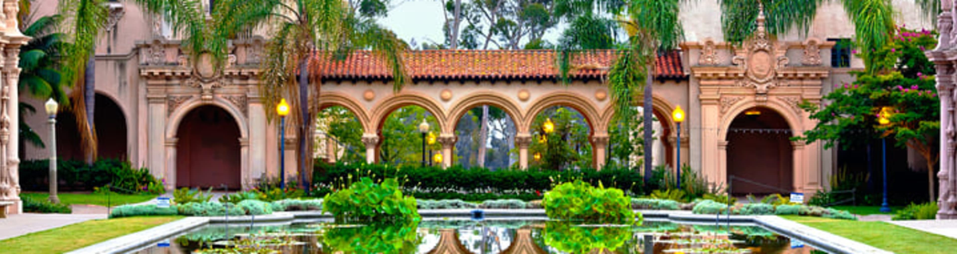 The Casa del Prado and lily pond in Balboa Park, San Diego