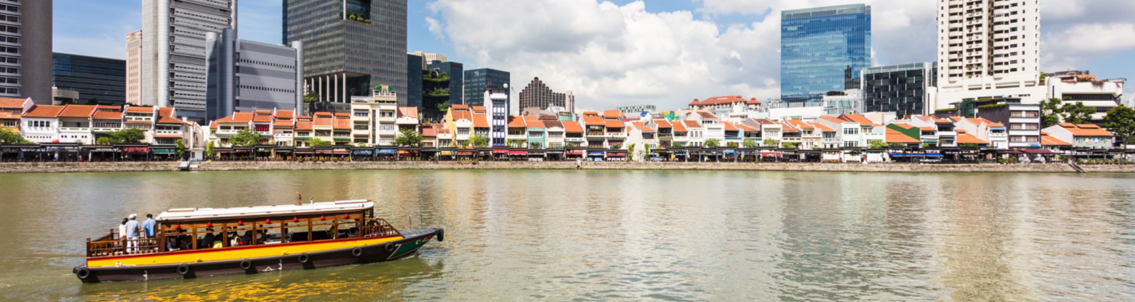 Traditional boat on the Singapore River near Clarke Quay