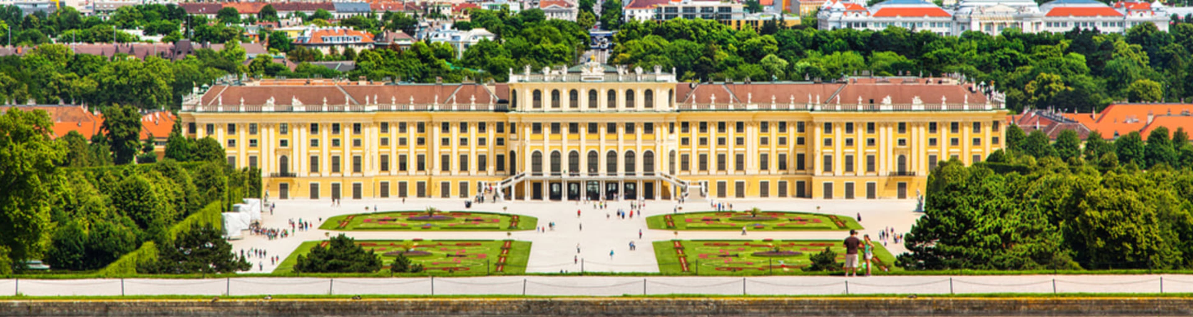 The magnificent facade of Schönbrunn Palace in Vienna.