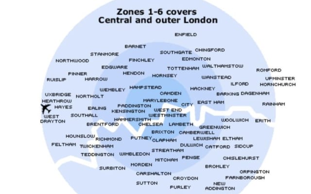 London Transport zone map