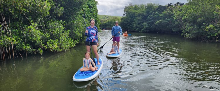 Paddleboarders on the the Anahulu River.