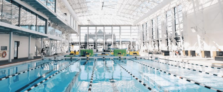 The swimming pool at Plunge San Diego.