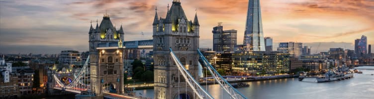 A view of the Thames including Tower Bridge and The Shard