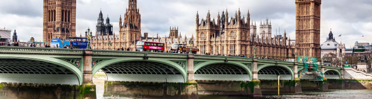 The Houses of Parliament sits beside Westminster Bridge