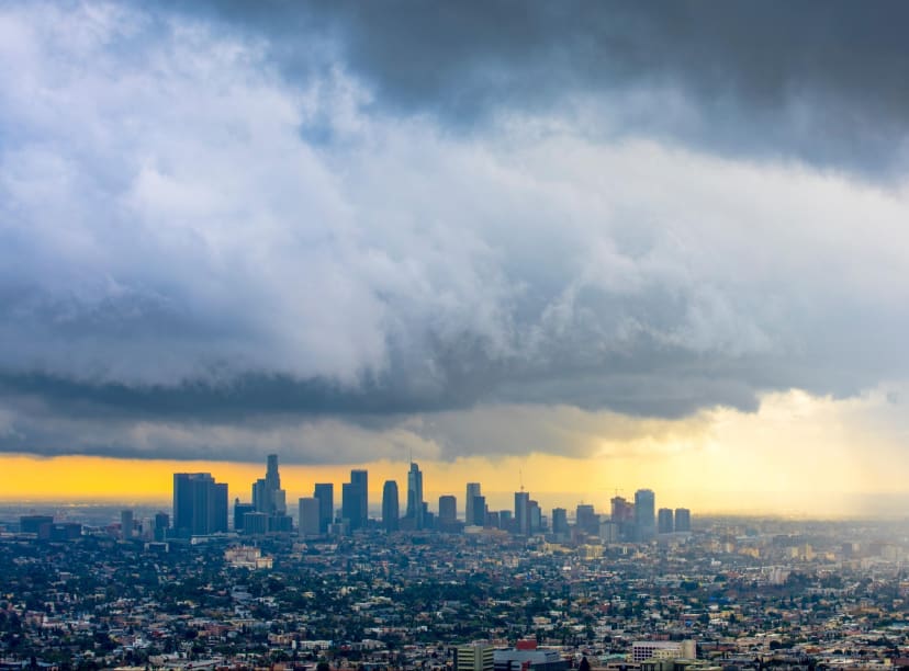 Rain over Los Angeles, CA