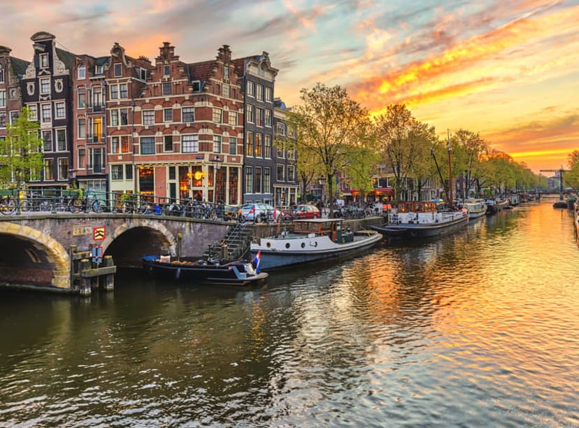 Amsterdam canals at dusk