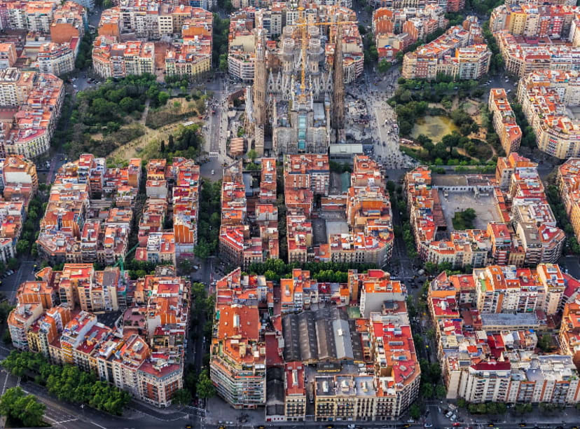 A bird's eye view over Barcelona