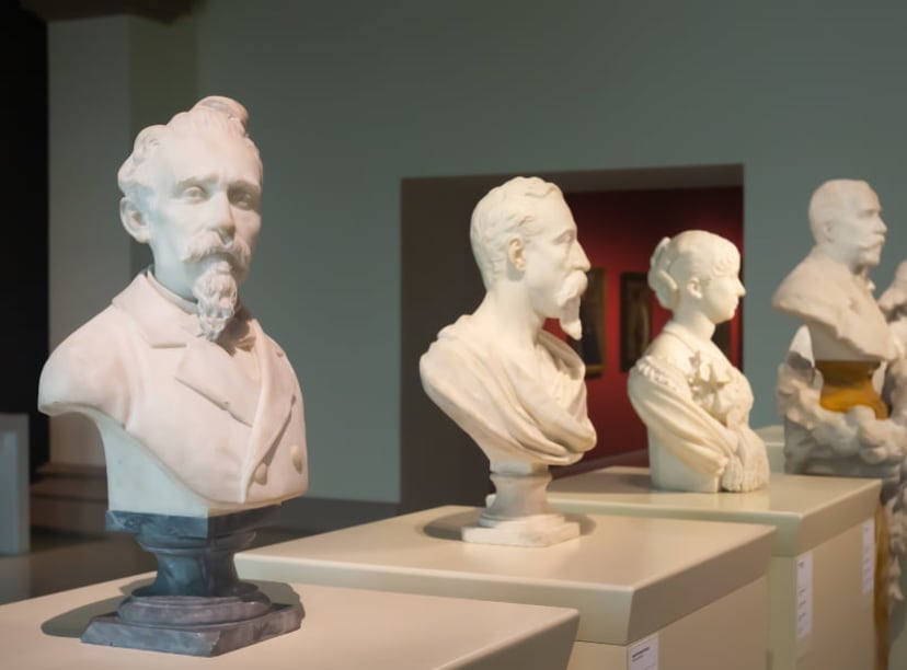 Various busts on display at the Museu Nacional d'Art de Catalunya