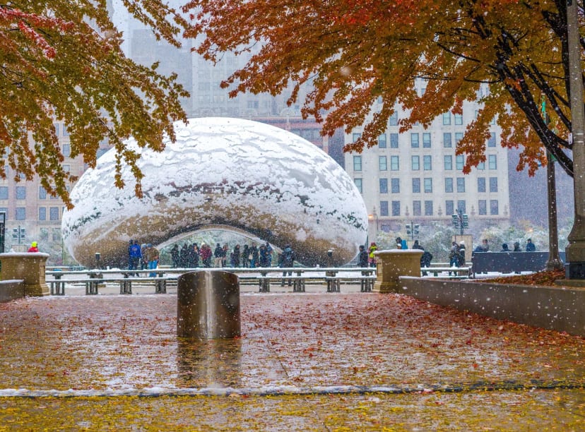 Chicago's Bean sculpture in fall