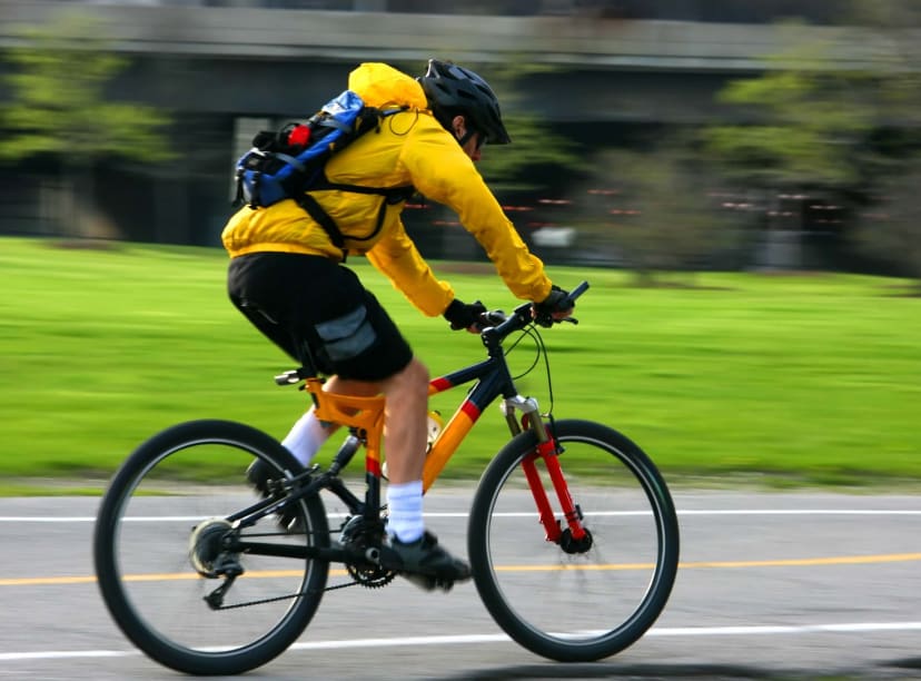 A cyclist on a dedicated Chicago track