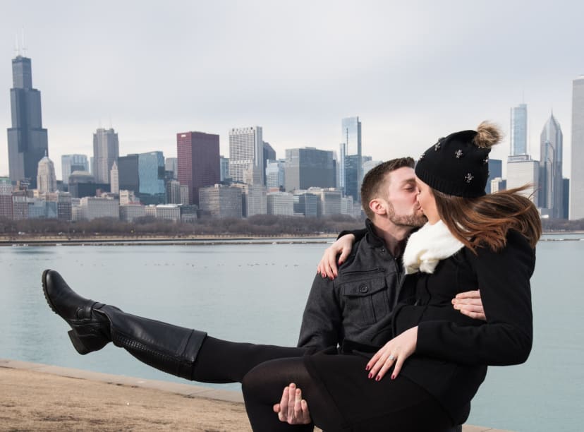 A couple celebrate Valentine' Day in Chicago