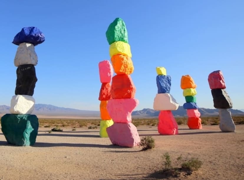 The Seven Magic Mountains art installation in the Mojave desert near Las Vegas