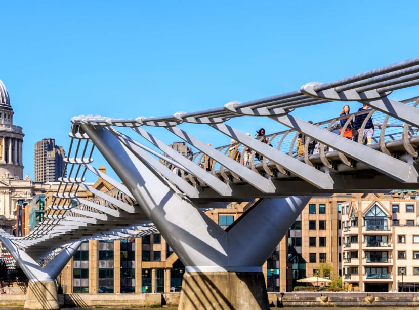 View of the Millennium Bridge leading to St Paul's Cathedral