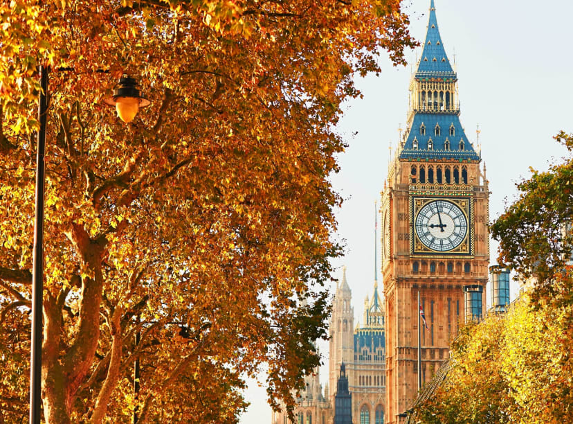 View through the fall color to Big Ben