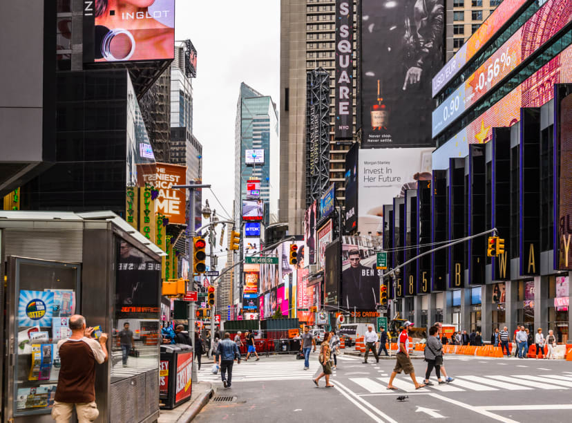 Tourists and locals walking in New York City