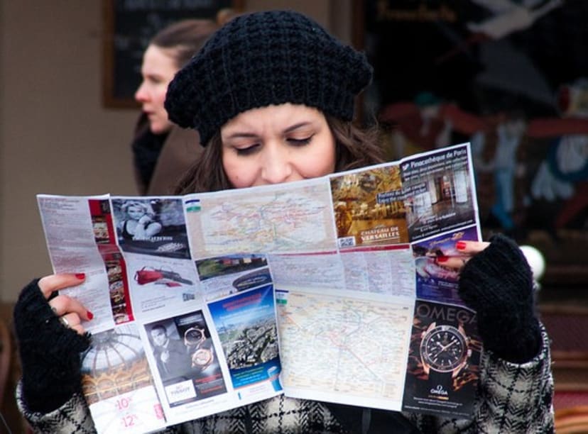 Tourist reading map