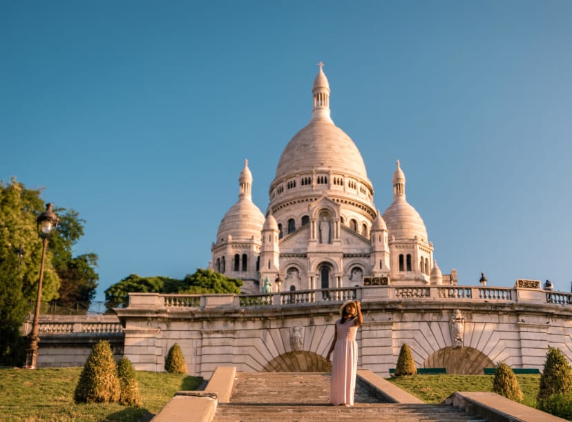 The Basilica of the Sacre-Coeur rising above Montmartre