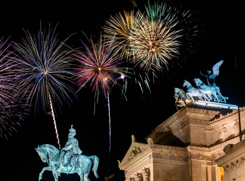 Fireworks over the Victor Emmanuel Monument in Rome