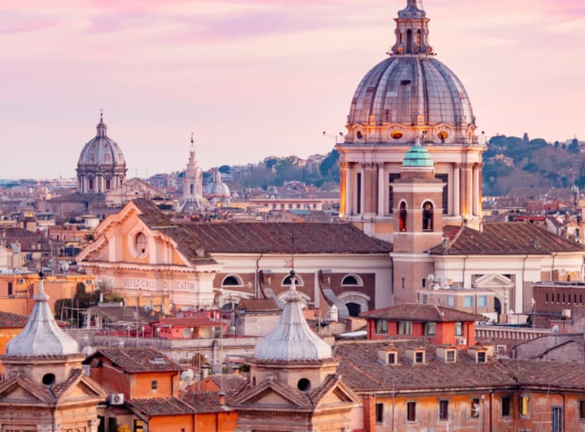 Dome of St. Peter's Basilica over the Rome skyline