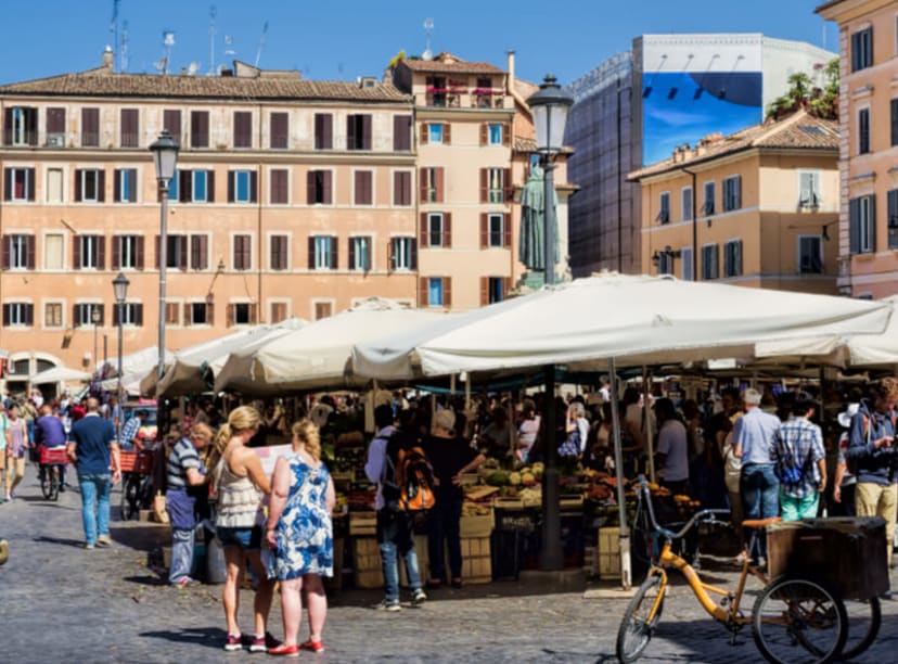 Market stalls on Campo dei Fiori in Rome