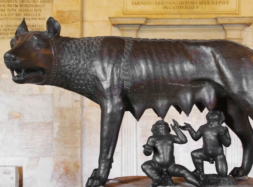 The Capitoline Wolf bronze in the Capitoline Museum's Palazzo dei Conservatori