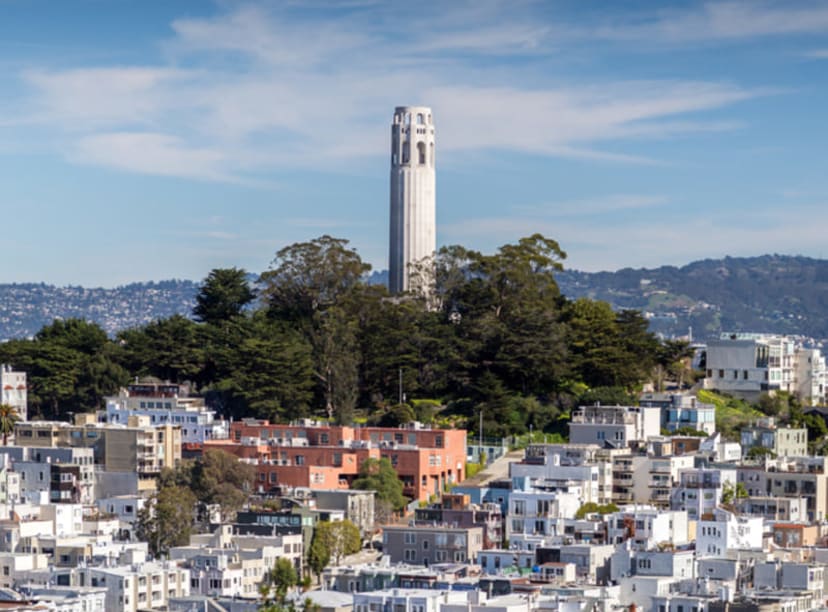 The Coit Tower in North Beach, San Francisco