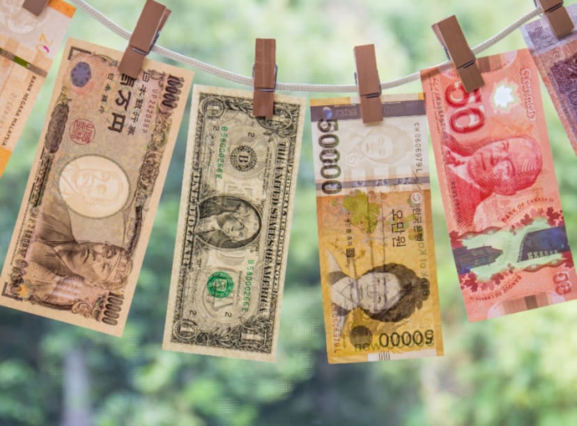 Korean money pegged up on a line