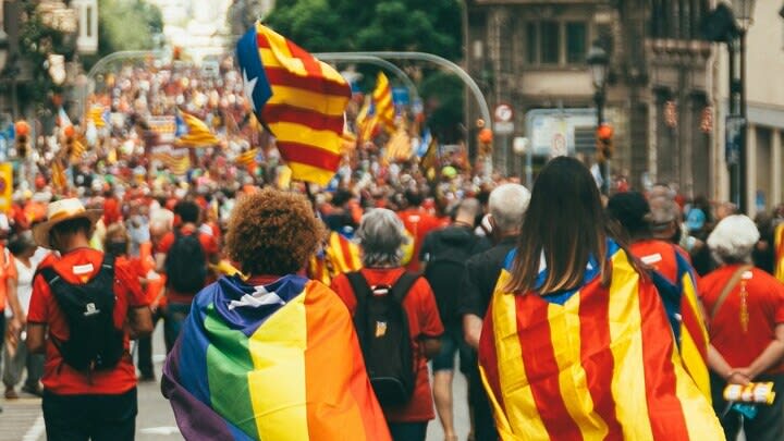 Colorful march in Barcelona