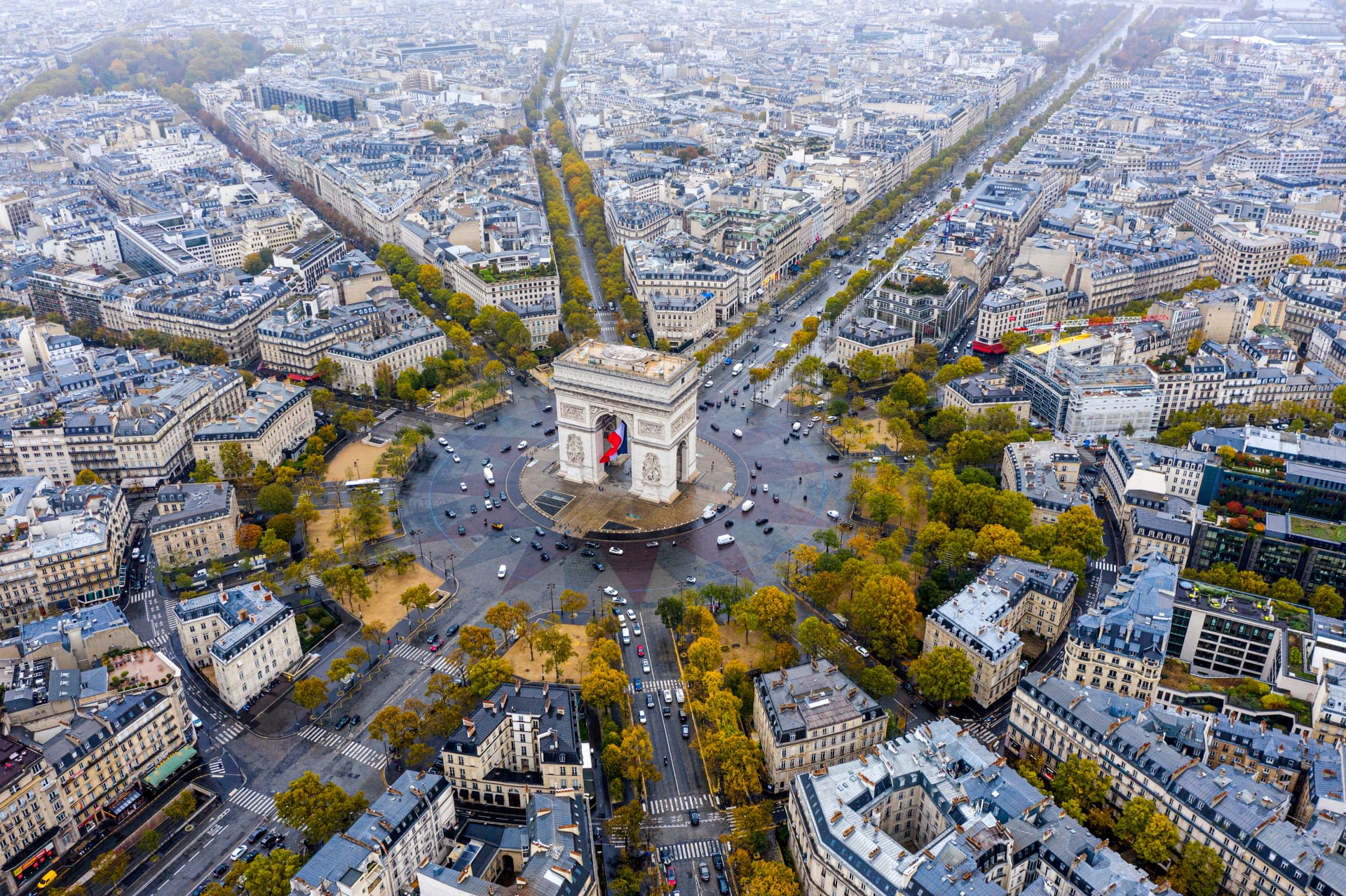 Aerial View of Arc de Triomphe