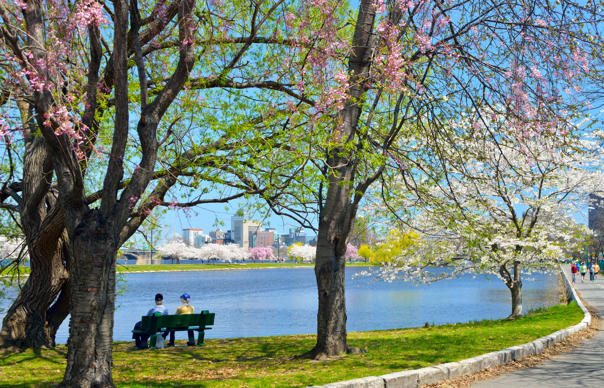 Couple on Bench by Charles River