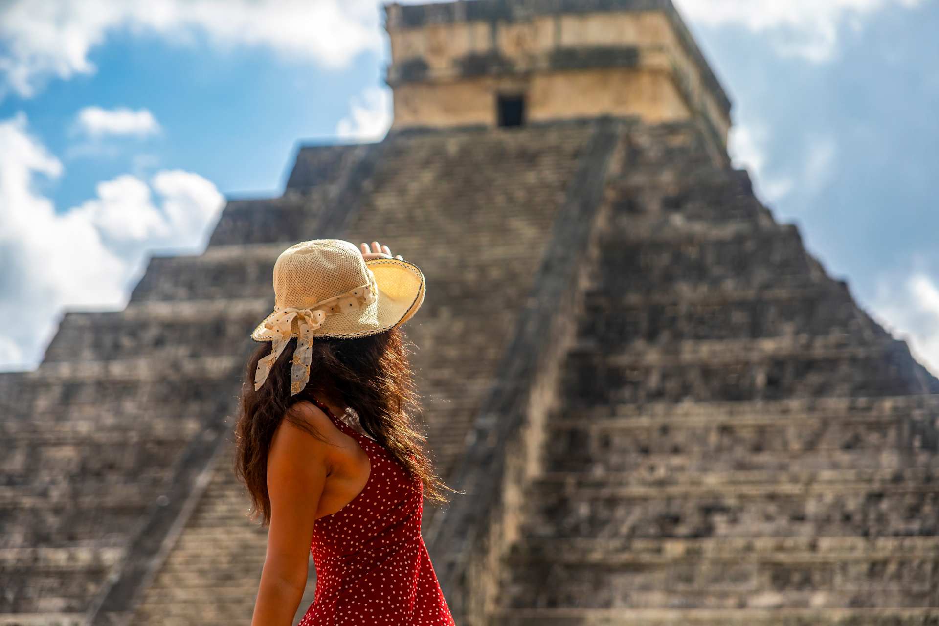 Woman Stood in Front of Chichen Itza
