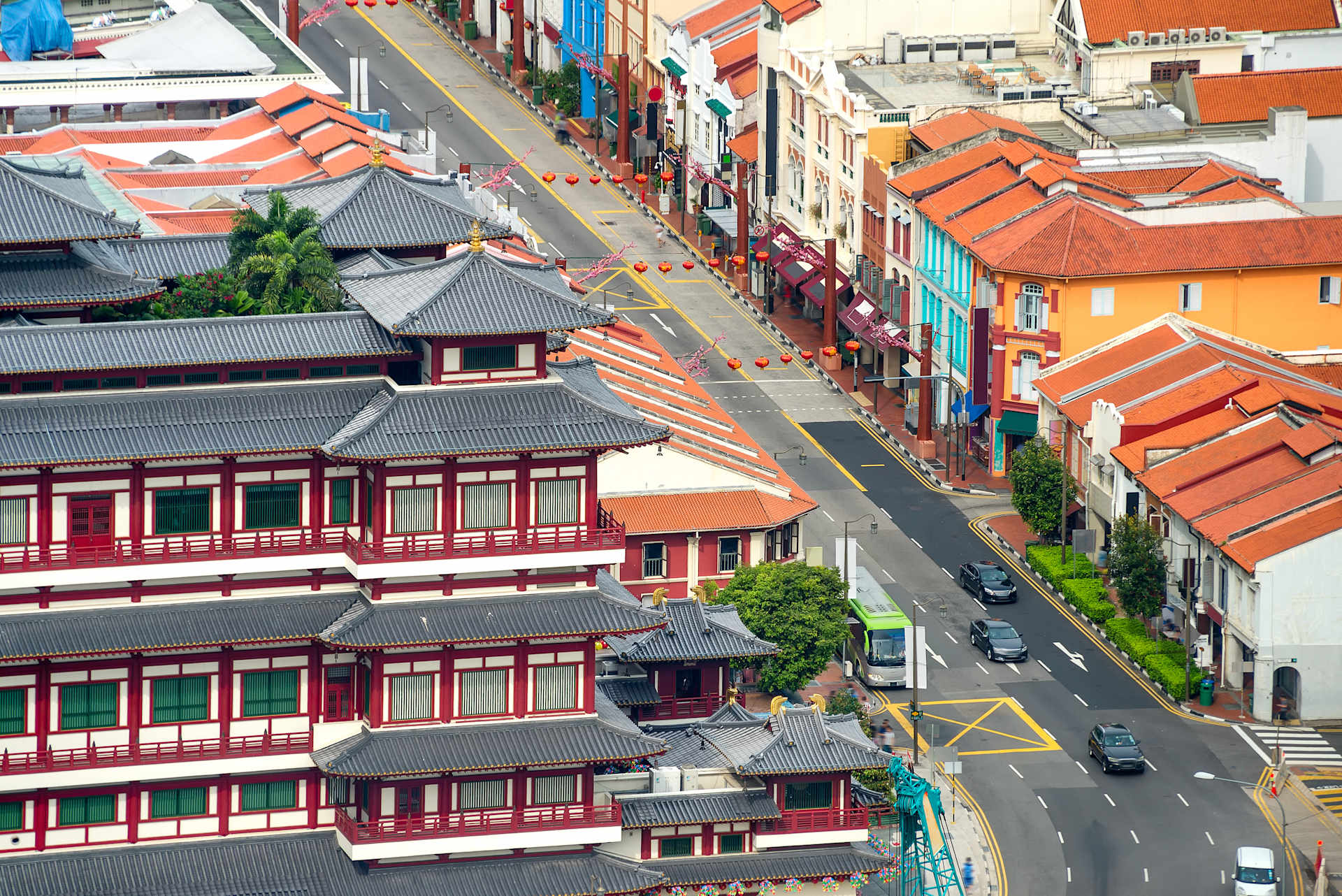 Aerial View of Chinatown Singapore