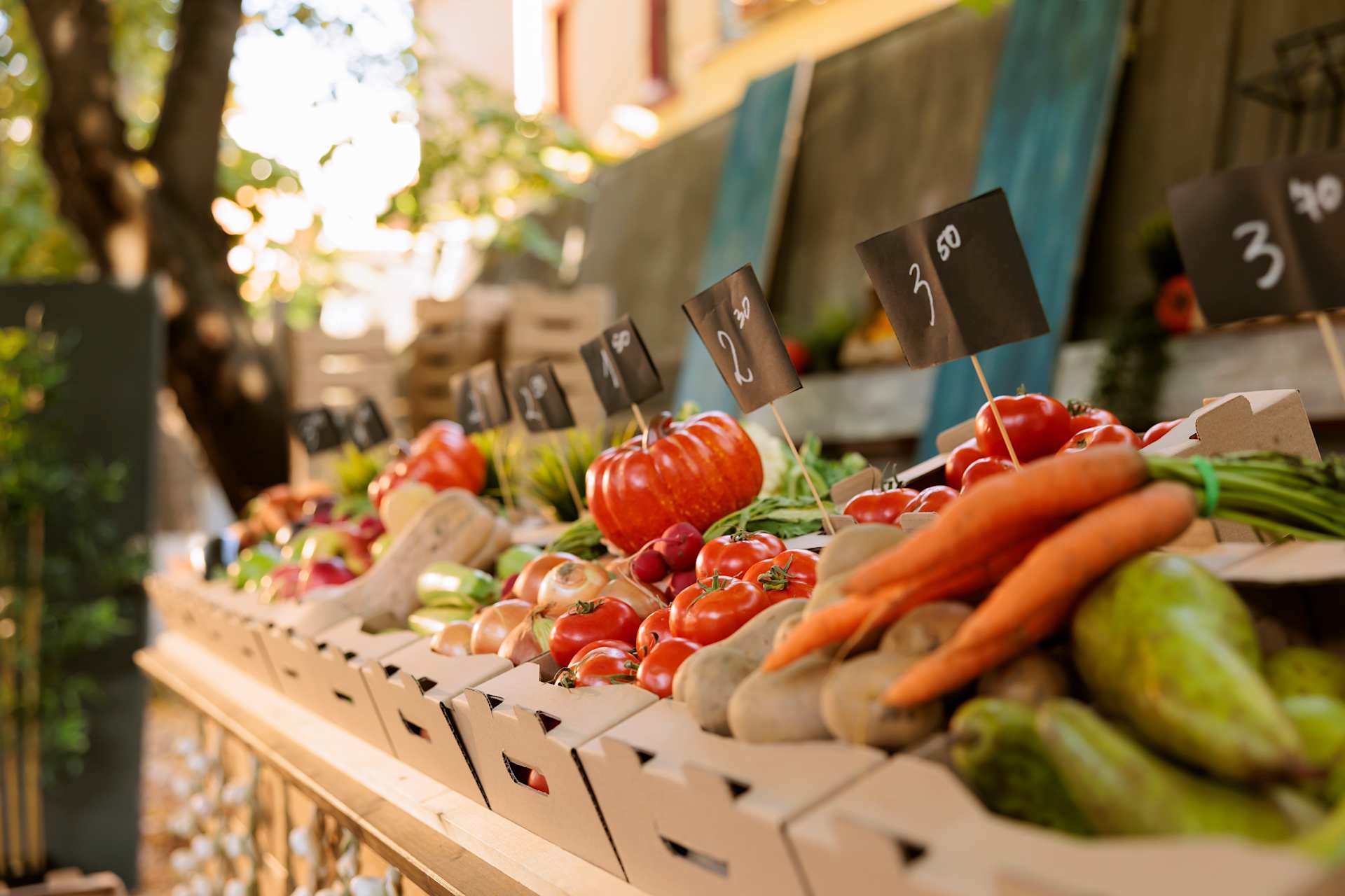 Vegetable Stall at a Farmers Market