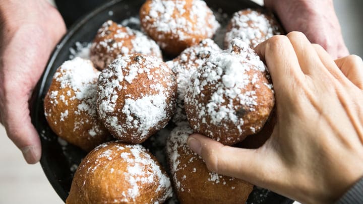 Traditional New Year's Eve oliebollen in Amsterdam