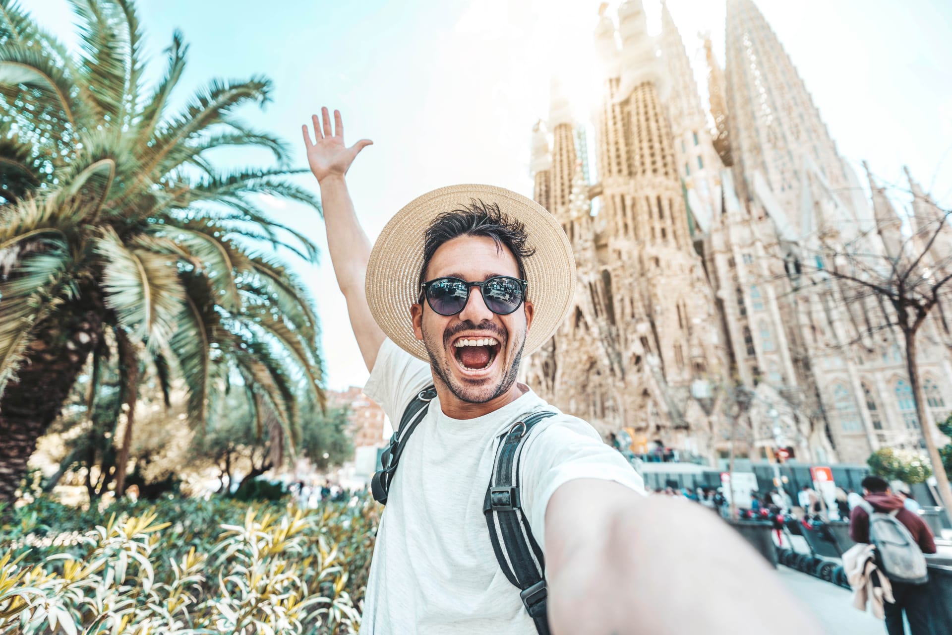 Tourist at the Sagrada Familia