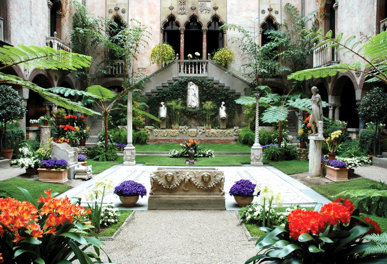 The courtyard garden at the Isabella Stewart Gardner Museum