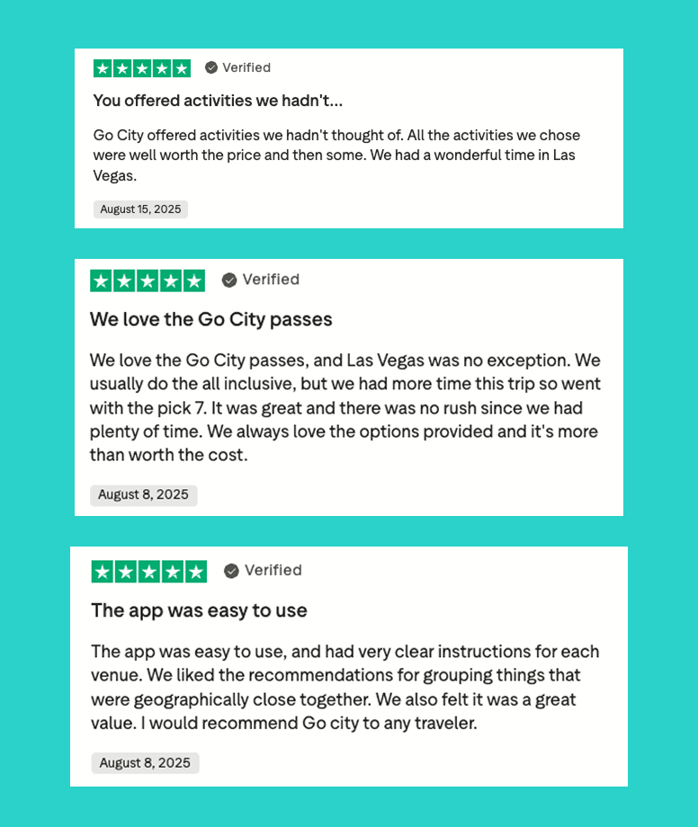 Reviews left on the Go City Trustpilot page in summer 2025.