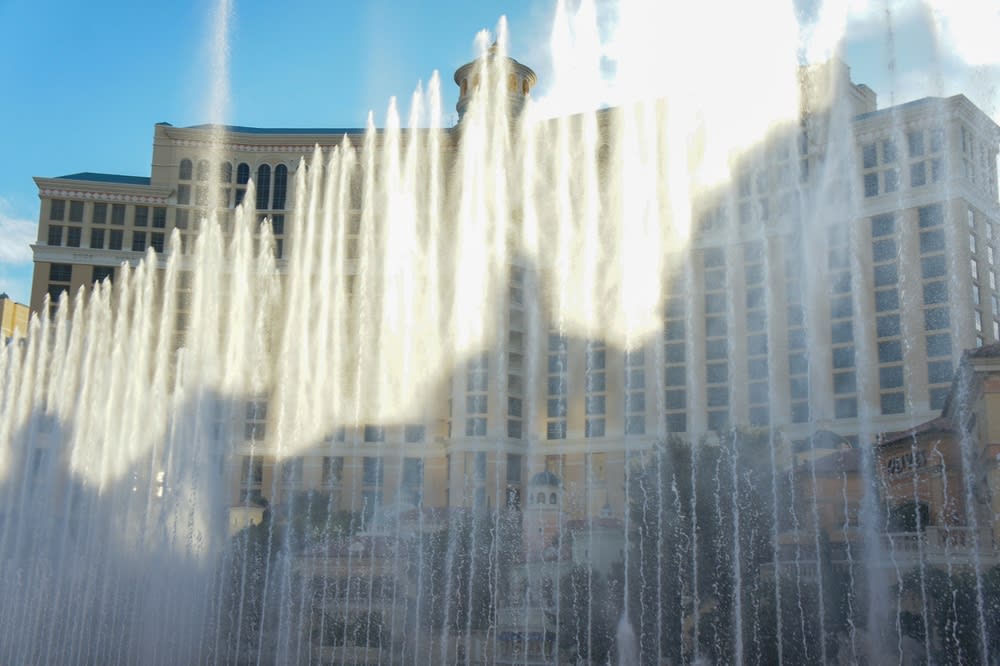 Water fountains in front of the Bellagio Hotel