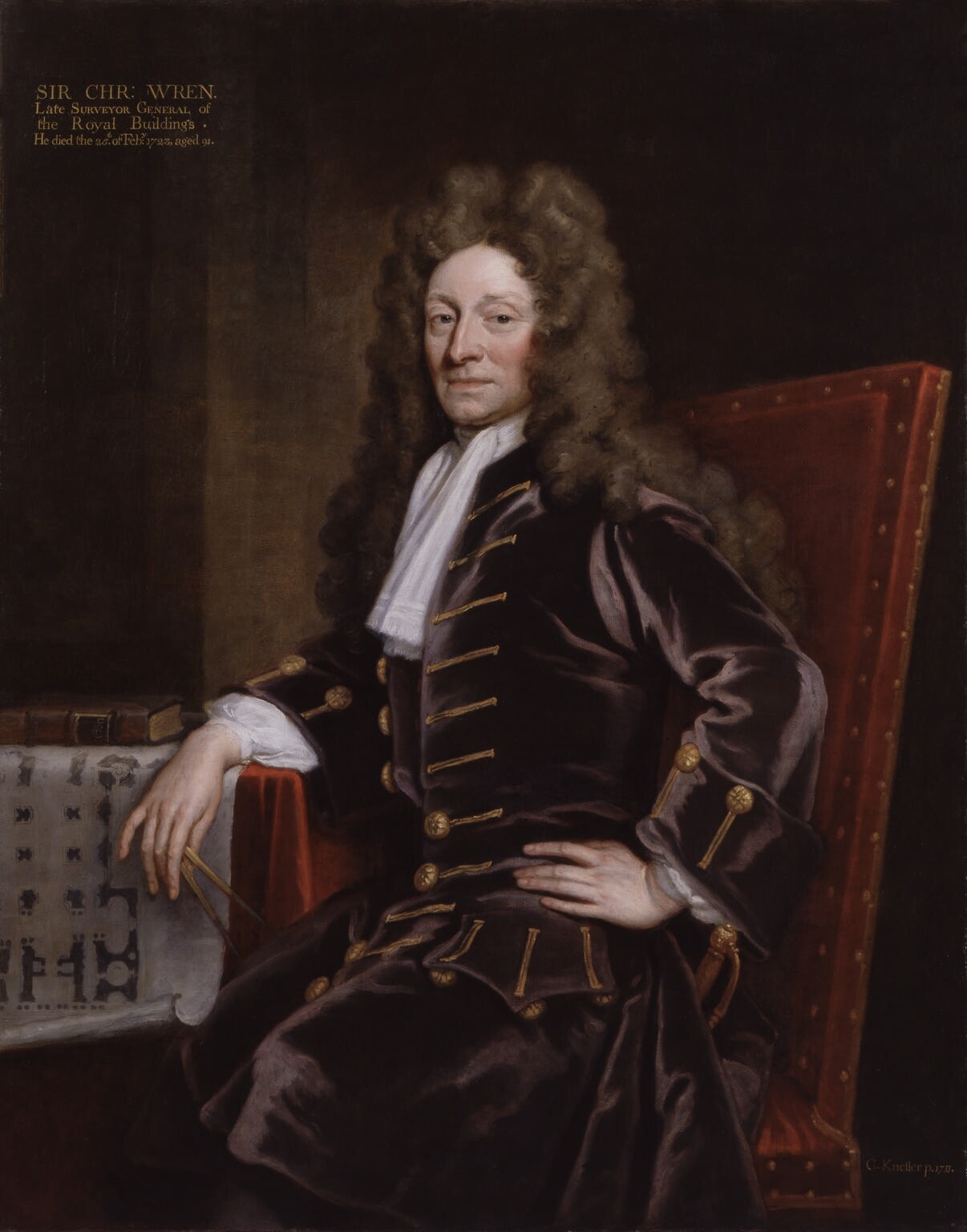 Portrait painting of Christopher Wren from 1711