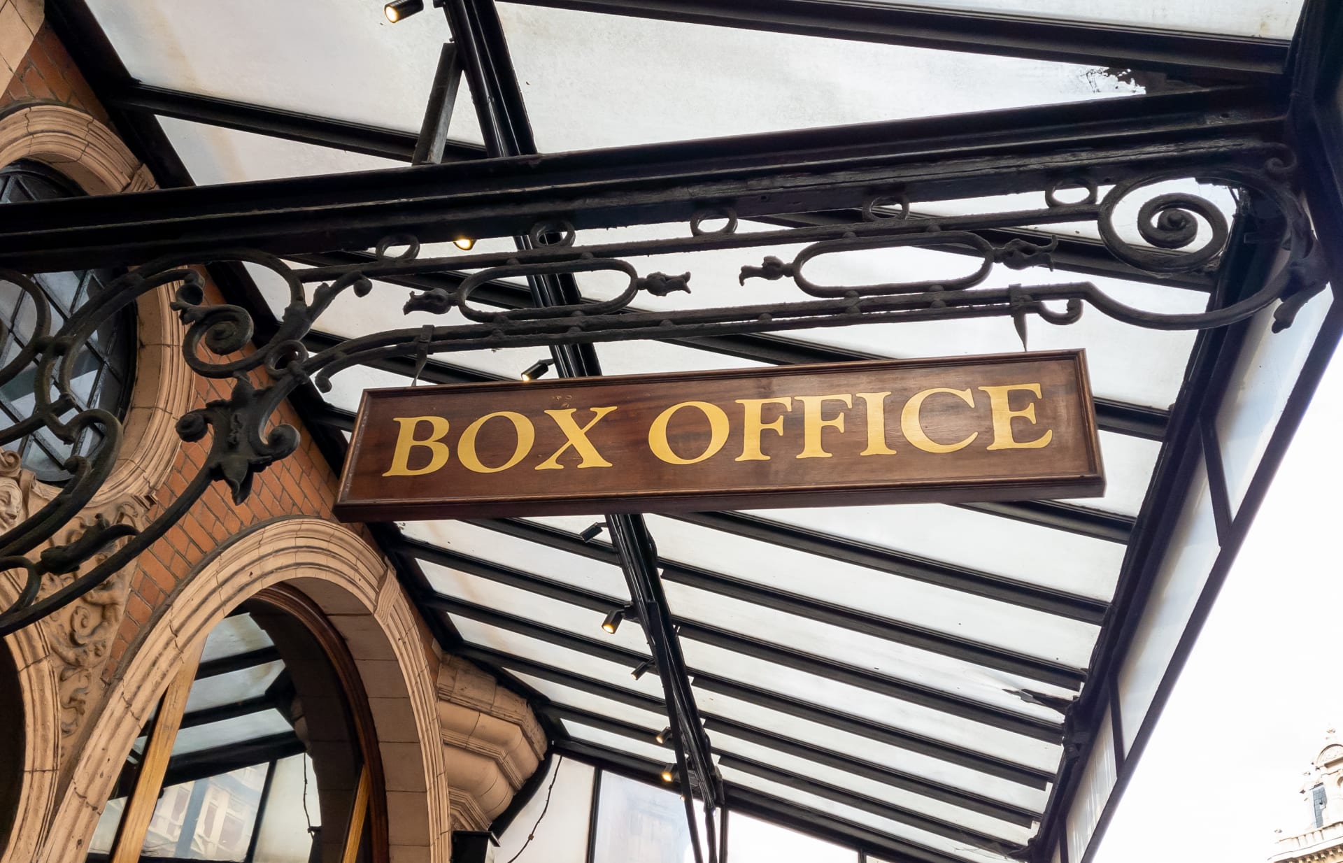 Detalle del cartel de la taquilla de un teatro del West End de Londres. Cosas que hacer cerca de Piccadilly Circus, Londres.