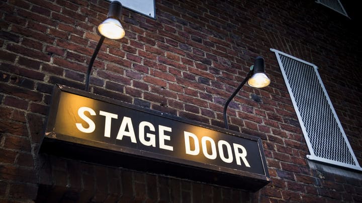 Stage door sign in London's West End