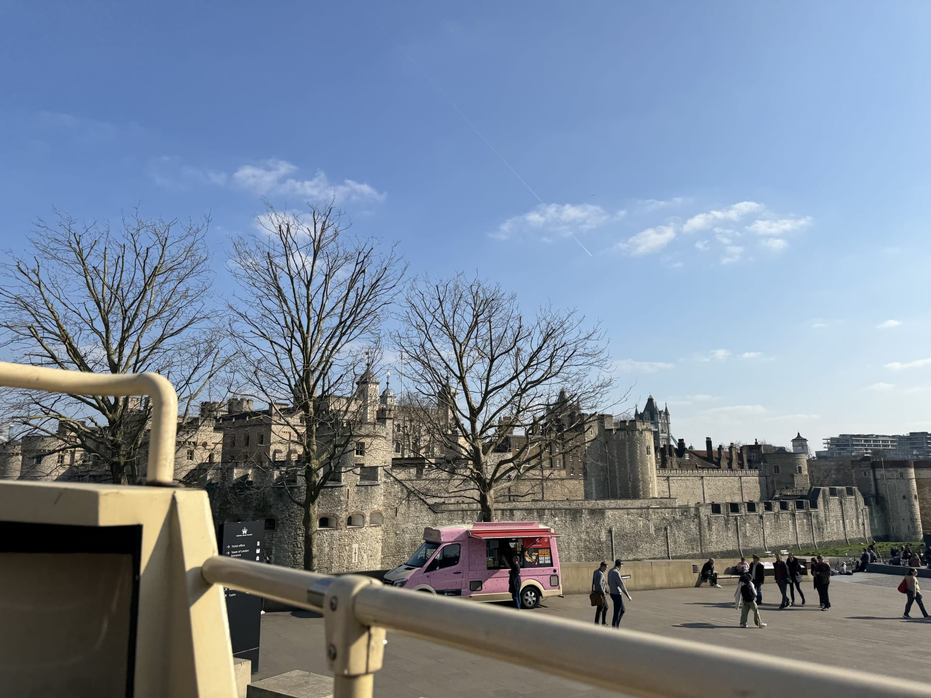 view of tower of london from big bus